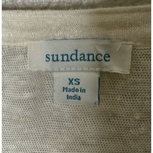 Sundance Size XS Shirt Top Ivory Linen Embroidered Pullover Boho Bell Sleeves - Picture 3 of 8